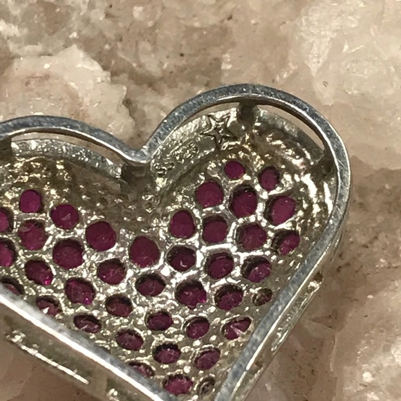 SOLD Ruby or Pink Sapphire Heart Slide Pendant - Picture 3 of 4